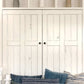 Cream doors decorated with IOD Barnwood Planks stamp creating a wooden effect