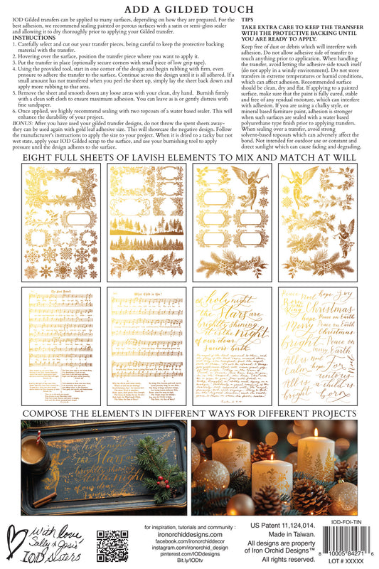 Iron Orchid Designs - Tinsel - Furniture Gilded Transfer Pad ***Limited Edition***