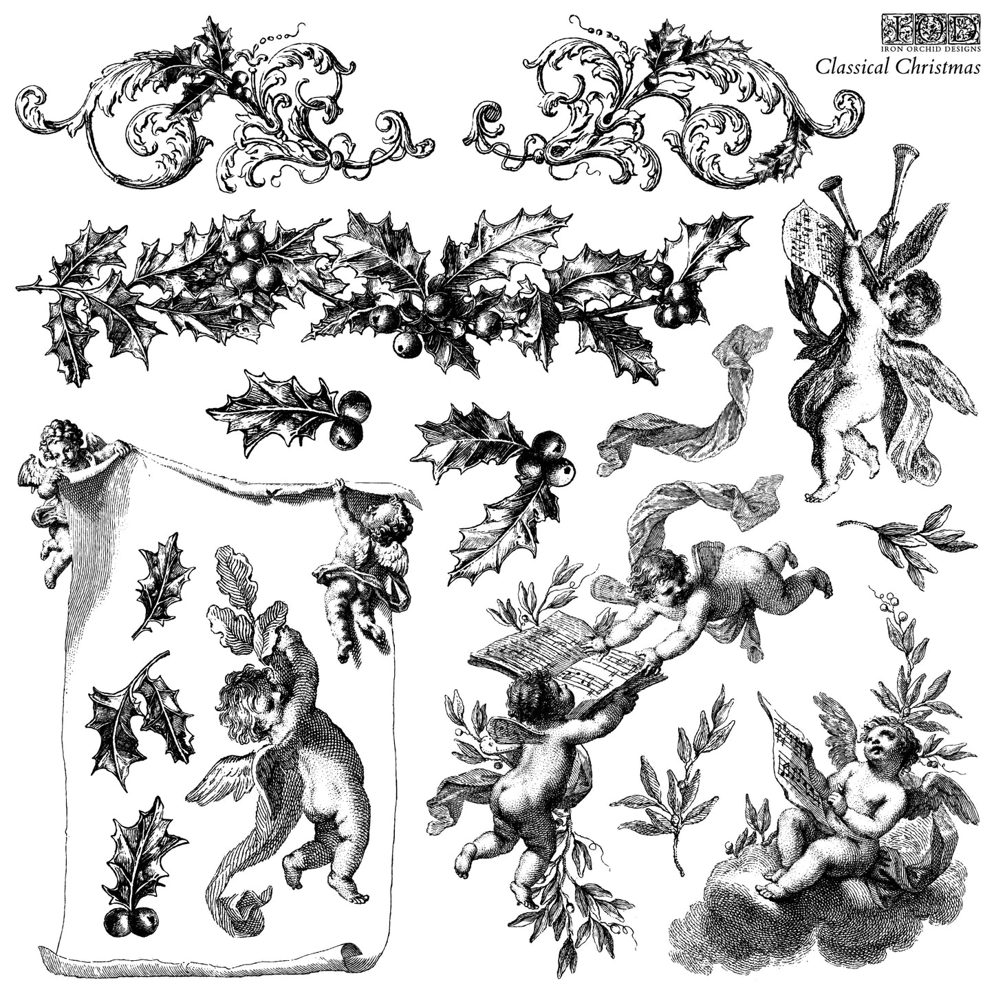 Iron Orchid Designs - Classical Christmas - Decor Stamp **Limited Edition**