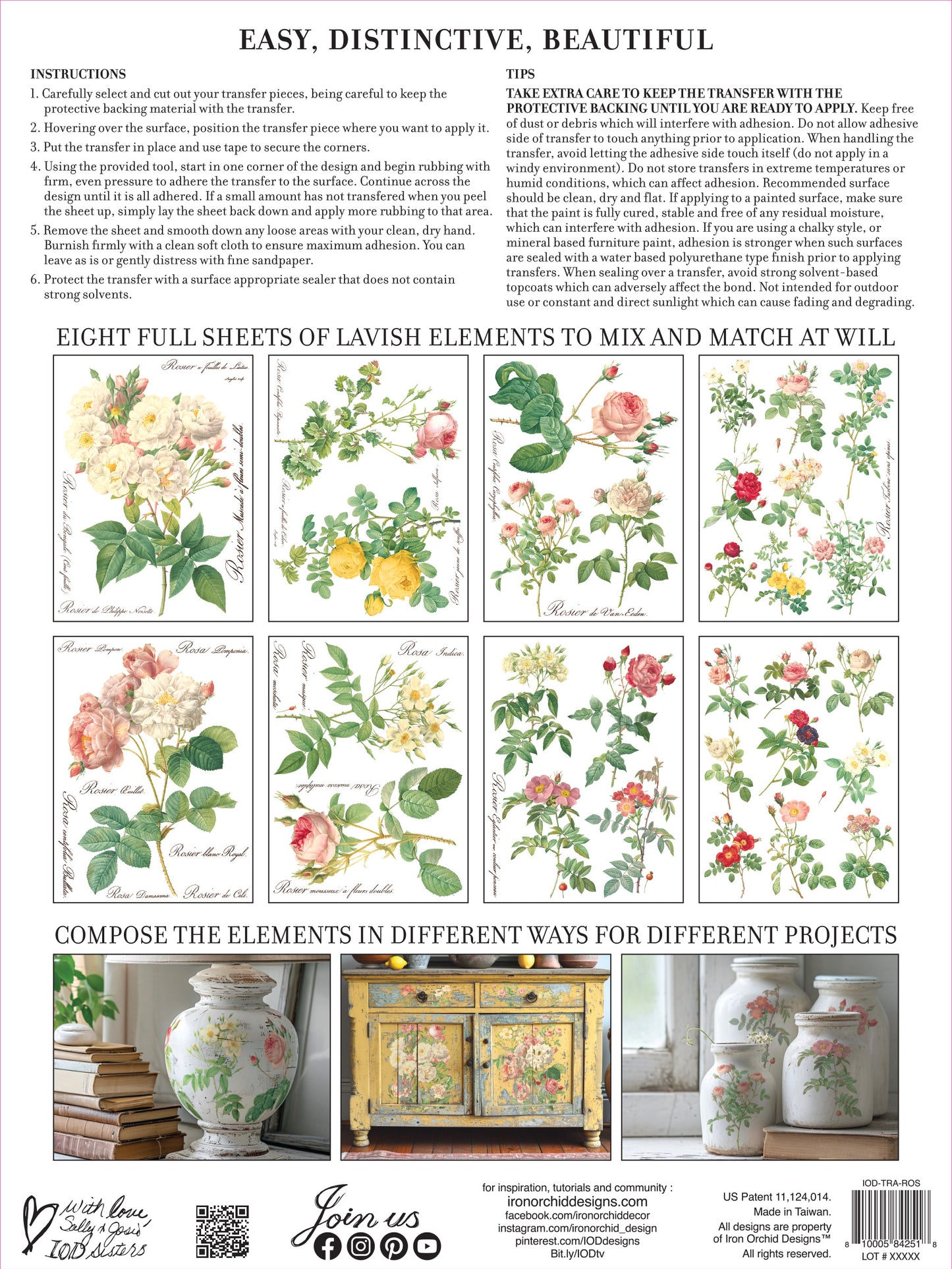 Iron Orchid Designs - Rose Botanical - Furniture Decor Transfer Pad