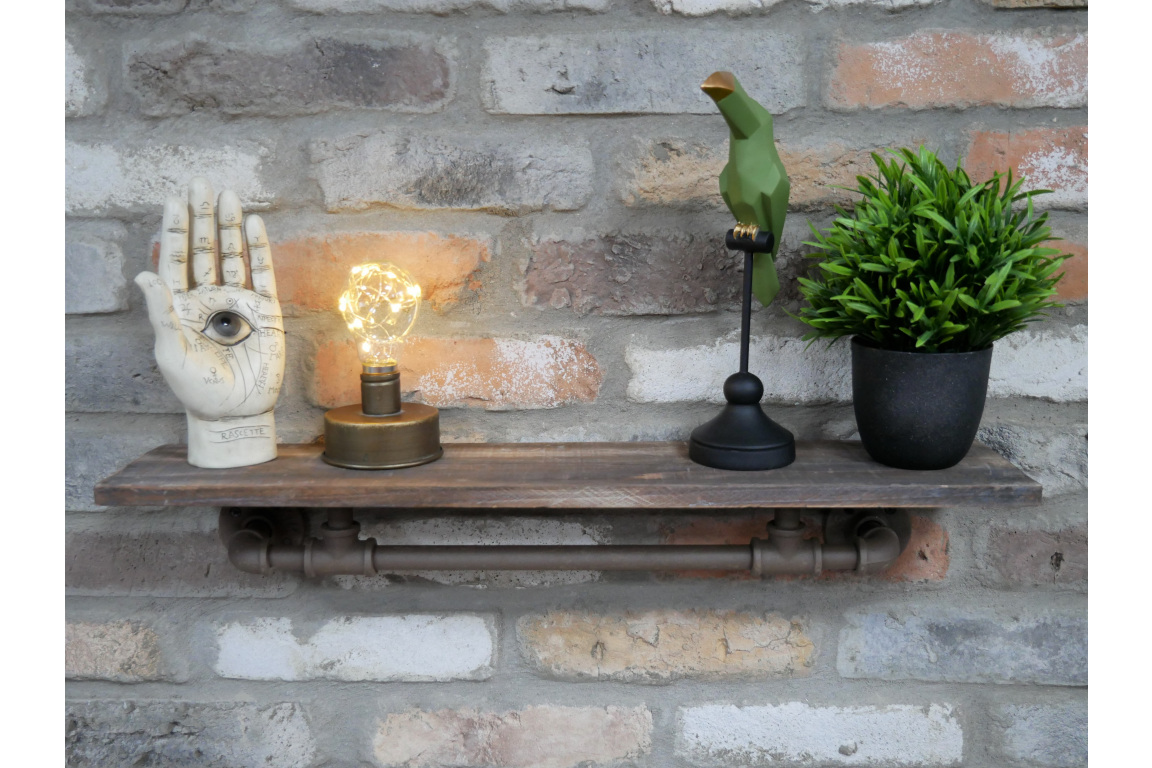 Industrial Wood and Pipe Shelf