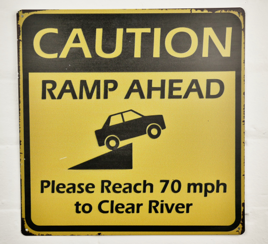 Caution Ramp Ahead Tin Sign