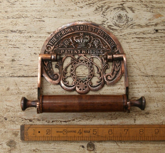 Toilet Roll Holder - CROWN Fixture - Antique Copper