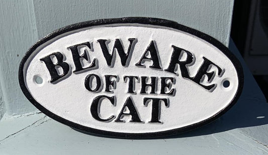 Beware of the Cat Cast Iron Sign