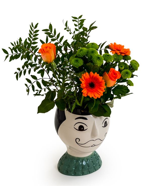 Doodle Man's Face Vase - Moustache