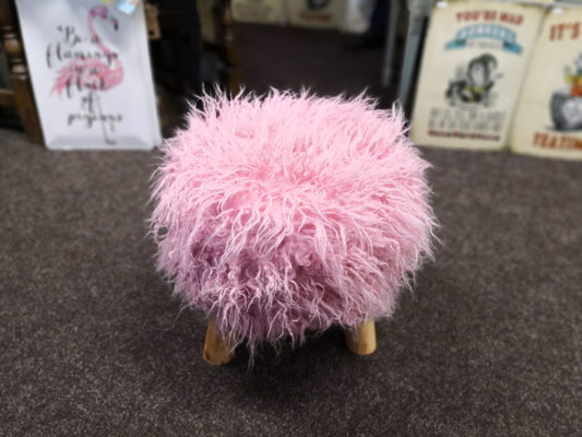 Fluffy Foot Stool - Pink