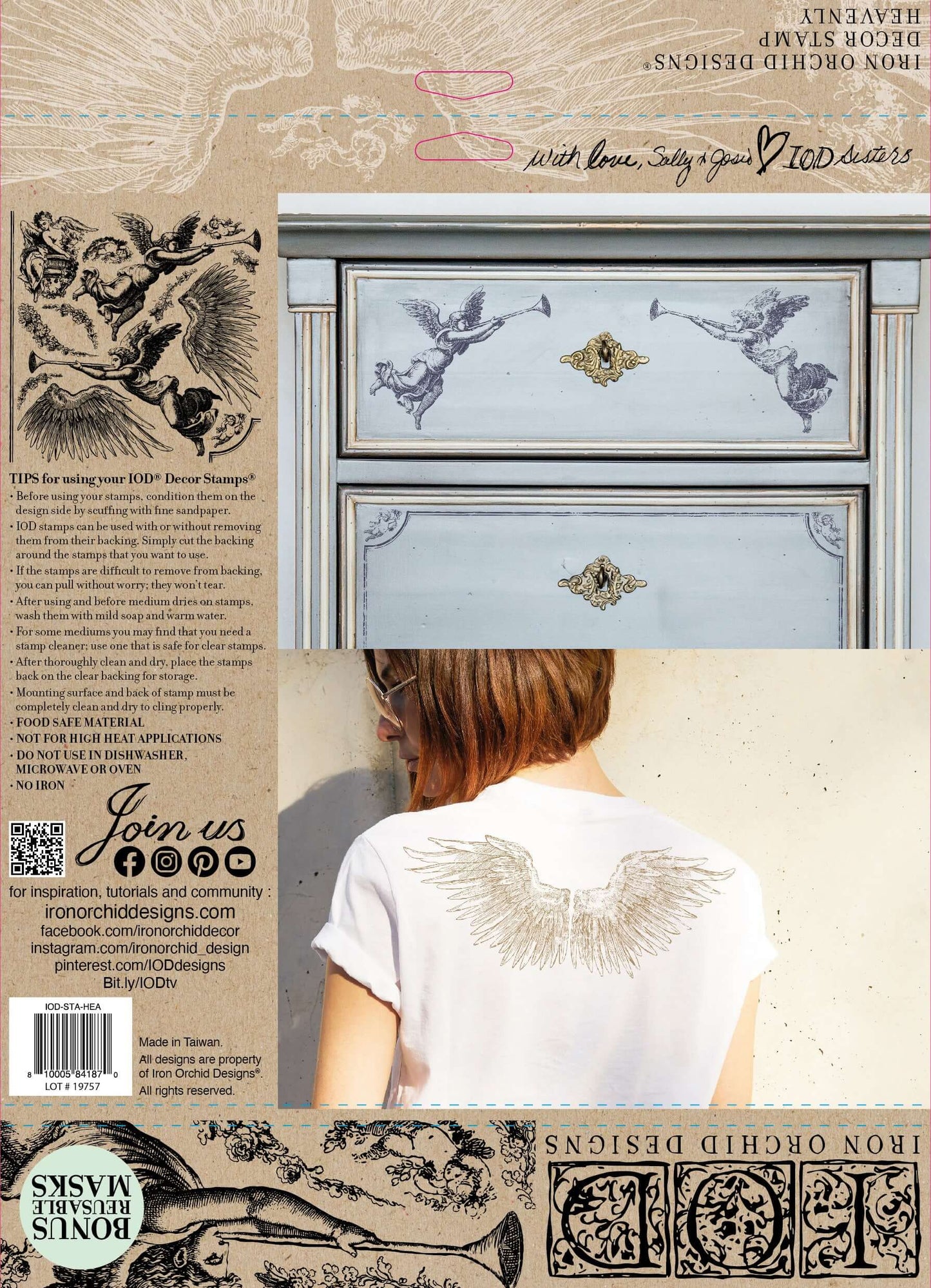 Iron Orchid Designs Heavenly Stamp back of packet