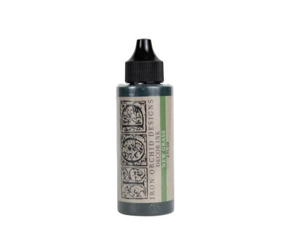 Iron Orchid Designs New Grass green ink bottle on a white background