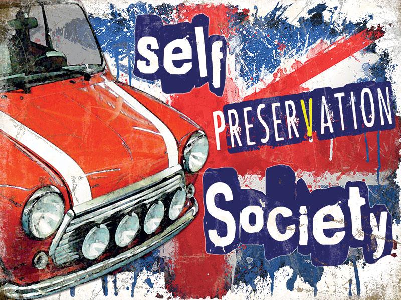 Mini Self Preservation Society Metal Sign