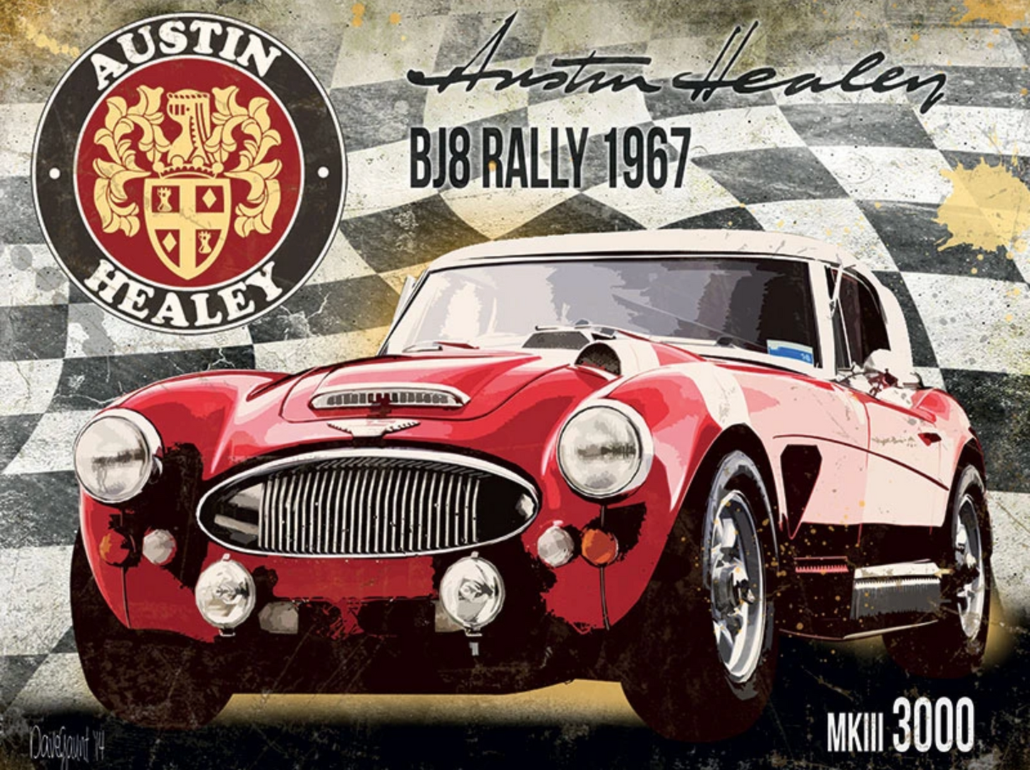 Austin Healey BJ8 Rally 1967 Metal Sign - Large