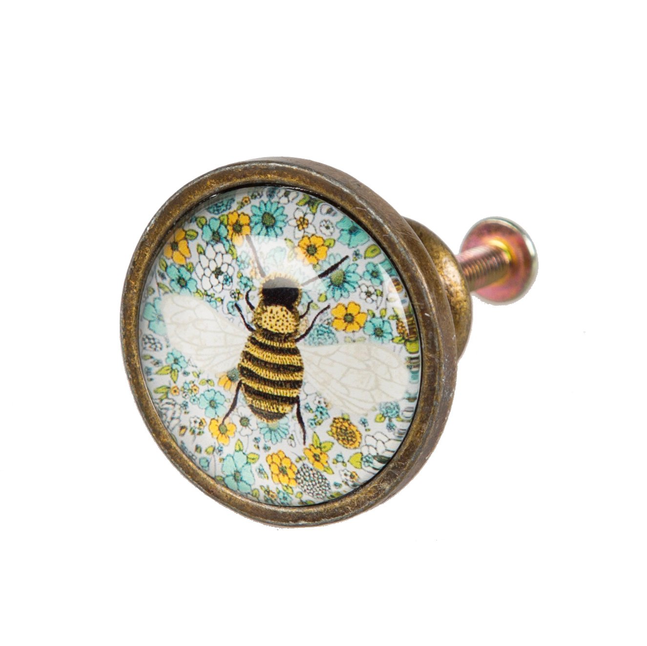 Floral Bee Print Drawer Knob