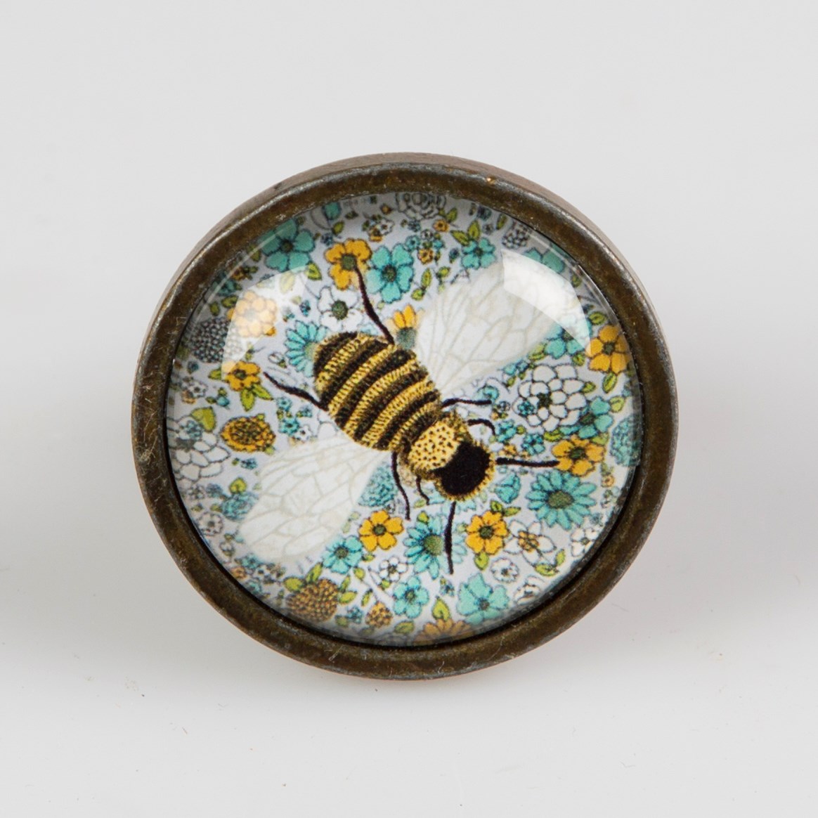 Floral Bee Print Drawer Knob