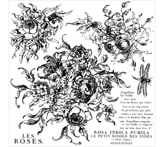 Iron Orchid Designs Rose Toile 12" x 12" French inspire, roses, posies, words stamps 