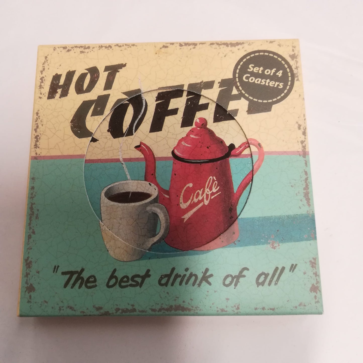 Set of Four Retro Hot Drinks Coasters