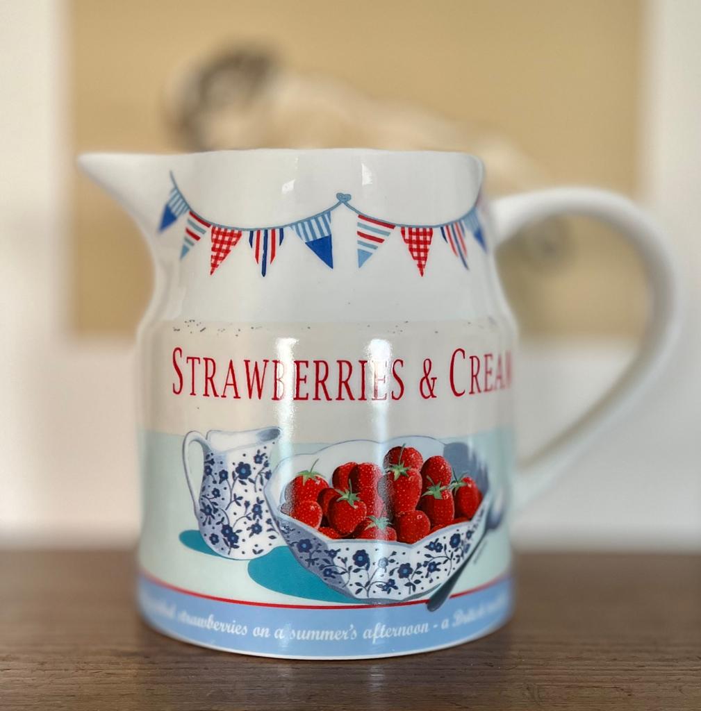 Large Retro Inspired Strawberries and Cream Jug 650ml