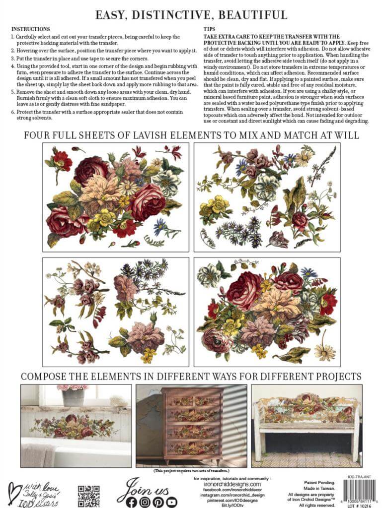 Iron Orchid Designs Floral Anthology back of packet