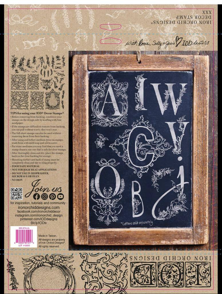 Iron Orchid Designs Alphabellies stamp back of packet