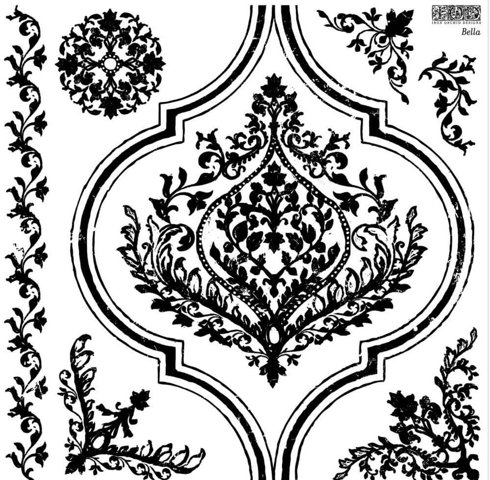 Damask style 12" x 12" Iron Orchid Designs Bella Stamp