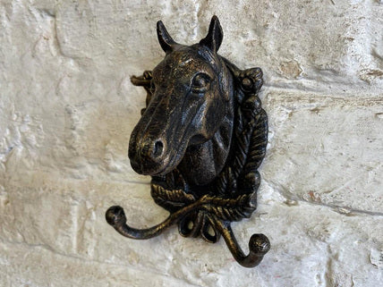 Horse Head 2 Hook Coat Hook - Cast Iron