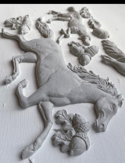 White clay castings from Iron Orchid designs Horse and Hound mould